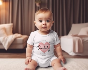 Body bébé personnalisé fête des pères, body bébé personnalisé imprimé prénom, cadeaux 1ère fête des pères, cadeau nouveau papa, cadeau pour nouveau papa