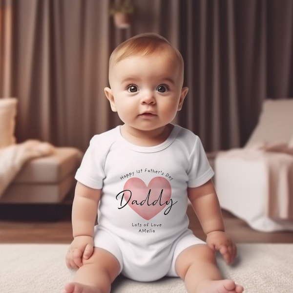 Personalised Father's Day Baby Bodysuit, Custom Baby Name Printed Baby Bodysuit, 1st Fathers Day Gifts, New Dad Gift, Present for New Daddy