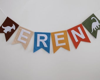 Gepersonaliseerde naam Bunting. Voelde kinderkamer decor. Aangepaste slinger muur opknoping. Regenboog, pastel, jungle, neutrale kleur