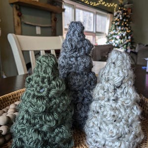 Crochet Bobble Christmas Trees Decor