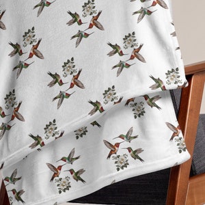 Hummingbird Throw Blanket, Cool Hummingbird Design Bird Lovers Blanket