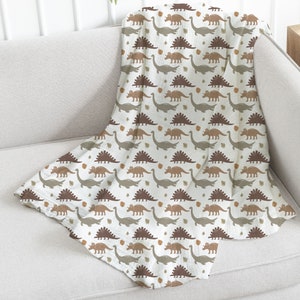 Cute Dino themed Throw Blanket, Cozy blanket, Plush blanket, Kids blanket, throw blanket, Lap blanket, cuddly blanket, Boho blanket