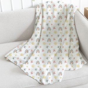 Rainbows & Butterflies Throw Blanket, Cozy blanket, Plush blanket, Kids blanket, throw blanket, Lap blanket, cuddly blanket, Boho blanket
