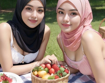 Two Beauty Girls on a Summer Picnic - AI Generated Images