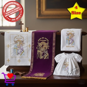 Orthodox Virgin Mary Christ Child Embroidery Design | Coptic Icon (Digital Download)