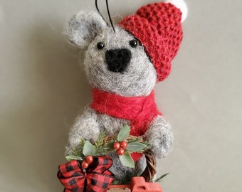 Needle Felt Koala Christmas ornament