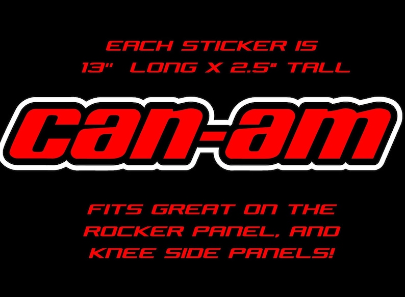 K&ouml;nnte beinhalten: Roter und schwarzer "can-am" Aufkleber mit wei&szlig;em Rand. Der Aufkleber ist 33 cm lang und 6,35 cm hoch. Er ist so konzipiert, dass er auf die Rocker-Verkleidung und die Knie-Seitenverkleidungen eines Fahrzeugs passt.