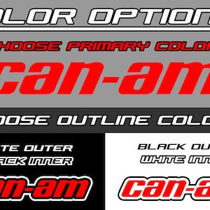 K&ouml;nnte beinhalten: Eine Grafikdesign-Vorlage f&uuml;r ein Can-Am-Logo mit Farboptionen. Das Logo ist rot mit einem wei&szlig;en Umriss. Die Umrissfarben sind wei&szlig; au&szlig;en mit schwarzem Innen oder schwarz au&szlig;en mit wei&szlig;em Innen.