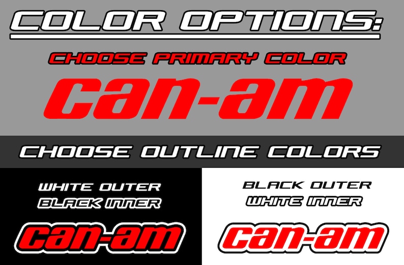 K&ouml;nnte beinhalten: Eine Grafikdesign-Vorlage f&uuml;r ein Can-Am-Logo mit Farboptionen. Das Logo ist rot mit einem wei&szlig;en Umriss. Die Umrissfarben sind wei&szlig; au&szlig;en mit schwarzem Innen oder schwarz au&szlig;en mit wei&szlig;em Innen.