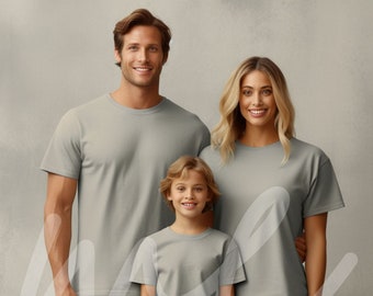 Bella Canvas 3001 Mockup Family Bella Canvas 3001 Ash Model Mockup Group Shirt Mock Up Lifestyle Mockup Group Mockup Family Model Mockup