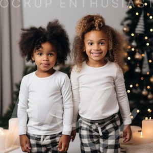Rabbit Skins 3302 Mockup Rabbit Skins 3302 White Mockup White Sisters Long Sleeve Siblings T-shirt Christmas Afro American Match Mockup