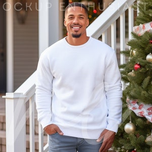 Gildan 18000 Mockup Gildan 18000 White Mockup Man Sweatshirt Mock Up African American Sweatshirt Mockup Diverse Model Mockup Christmas