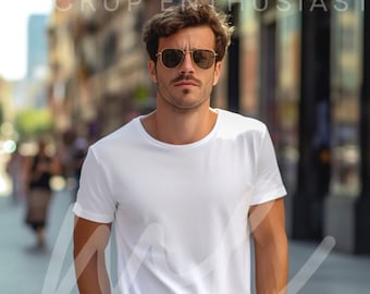 Gildan 5000 Mockup White Tshirt Mockup 5000 Male Model Mockup Gildan Shirt White Unisex Tee Mock Gildan Outdoor White Gildan 5000 Mock up