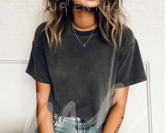 Comfort Colors C1717 Mockup Comfort Colors C1717 Pepper Mockup Female Model Mockup Cool Girl Pepper Tshirt Oversized Mockup Lifestyle