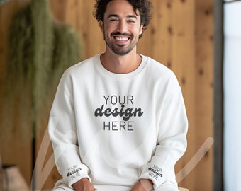 Ärmel Mockup Gildan 18000 Sweatshirt Mockup Ärmel Print Rechter Ärmel Mockup Linker Ärmel Mockup Arme Sweatshirt Mock up Männlich Minimalist