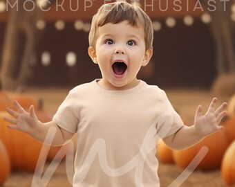 Bella Canvas 3001T Mockup Bella Canvas 3001T Heather Dust Mockup Peuter Tshirt Mock ups Kindershirt Mockup Halloween T-Shirt Crème Mockup