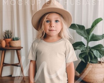 Bella Canvas 3001T Mockup Peuter Tshirt Mock up Heather Dust Kids Tee Mockup Crème 3001T T-shirt Model Mockup Girl Heather Dust Boho Mockup