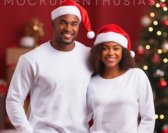 Gildan 18000 Mockup Gildan 18000 White Mockup Couple Sweatshirt Mock Up African American Sweatshirt Mockup Diverse Family Mockup Christmas