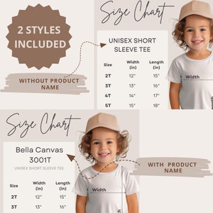 Bella Canvas 3001T Maattabel Mockup Bella Canvas 3001T Mockup Unisex T-shirt Maattabel Unisex Maat Meisje Model BC3001T Unisex T-shirt Maat