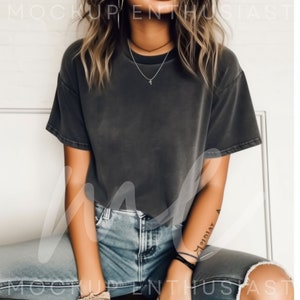Comfort Colors C1717 Mockup Comfort Colors C1717 Pepper Mockup Female Model Mockup Cool Girl Pepper Tshirt Oversized Mockup Lifestyle