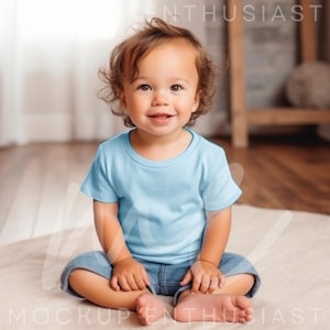 Bella Canvas 3001T Mockup Bella Canvas 3001T Light Blue Mockup Kids Tshirt Mock up Light Blue Kids Tee Mockup Blue Trendy Boho Mockup Kids