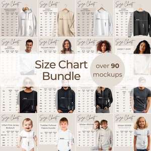 Gildan 18000 Size Chart Mockup Bundle Rabbit Skins Bella Canvas size chart C1717 Kids Mockup Flat Lay Size Chart Models Aesthetic Size Chart