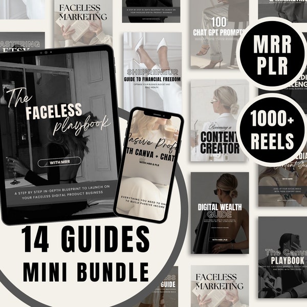 Faceless Marketing Guide Bundle Done for you FACELESS Digital Marketing Guide MRR Product PLR Bank Aesthetic Reels Video with Stock Image