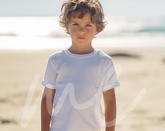 Bella Canvas 3001T Mockup Bella Canvas 3001T White Mockup Toddler Tshirt White Mock ups Kids Shirt Mockup Summer Beach White T-Shirt Mockup