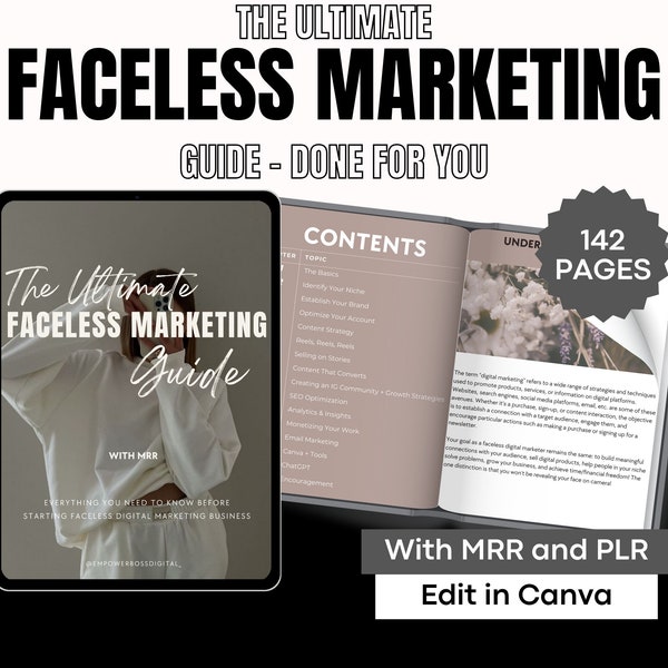The Ultimate Faceless Marketing Guide PLR Guide MRR Digital Product Mastering Faceless Done for You Master Resell Rights Digital Marketing