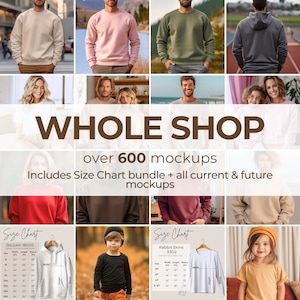 Whole Shop Bundle Entire Shop Mockup Bundle Bella Canvas 3001 3001T Bundle Gildan 18000 18500 5000 1717 Rabbit Skins 3302 Long Sleeve Tshirt