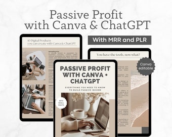 Passiv vinst med Canva och ChatGPT Prompt med MRR och PLR e-bok Klar för dig Mästare av återförsäljningsrättigheter Digital produktguide Chatgpt Mastery