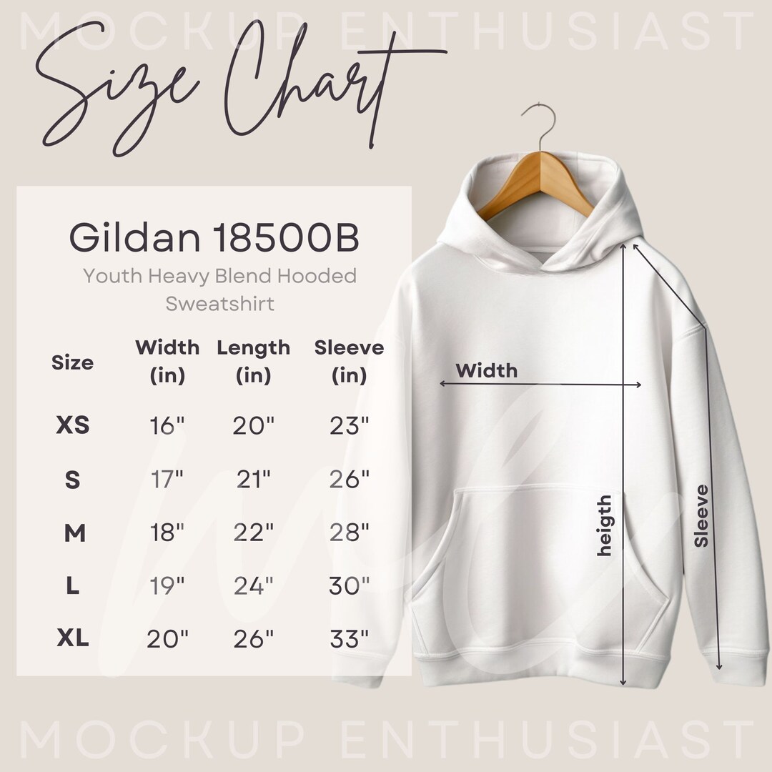 Gildan 18500B Size Chart Gildan Hoodie Size Chart 18500B Gildan Size