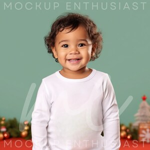 Rabbit Skins 3302 Mockup Rabbit Skins 3302 White Mockup Long Sleeve Baby T-shirt Winter Christmas Season White TShirt Sweet Happy Baby Mock