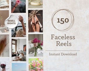 150 Faceless Aesthetic Video Reels Instagram With Master Resell Rights and PLR Reels Videos Social Media Canva Template Videos Done For You