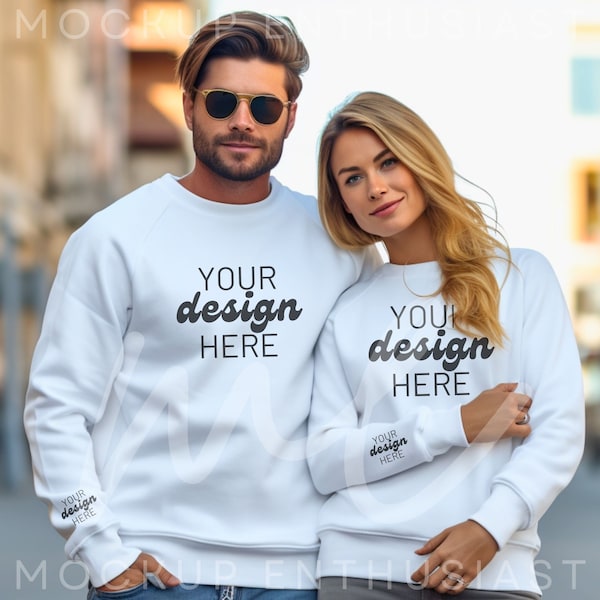 Sleeve Mockup White Gildan 18000 Crewneck Mockup White Sweatshirt Mockup Sleeve Mockup POD Mockup Cuff Mockup Wrist Mockup Couple Model Mock