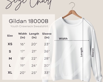 Gildan 18000B Size Chart Gildan Size Chart 18000B Gildan Size Chart Youth Crewneck Sweatshirt Flat Lay Mockup Youth Sweatshirt Size Guide