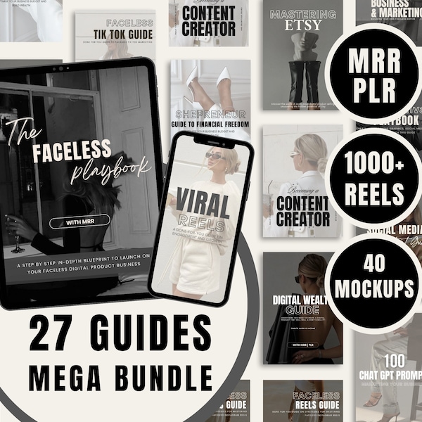 MRR Product Digital Marketing Guide Bundle with MRR and PLR Done for You Master Resell Rights Digital Product Guides Faceless Reels Videos