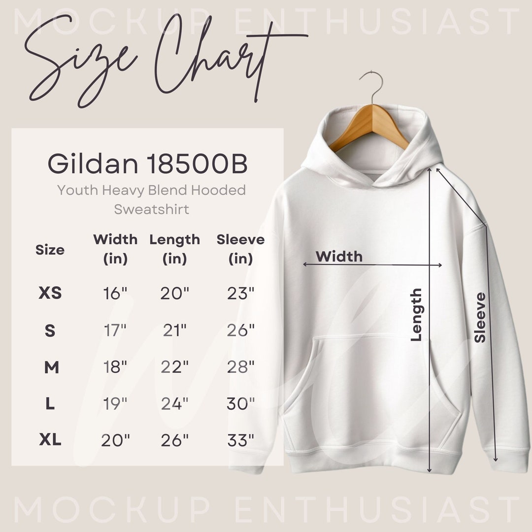 Gildan 18500B Size Chart Gildan Hoodie Size Chart 18500B Gildan Size