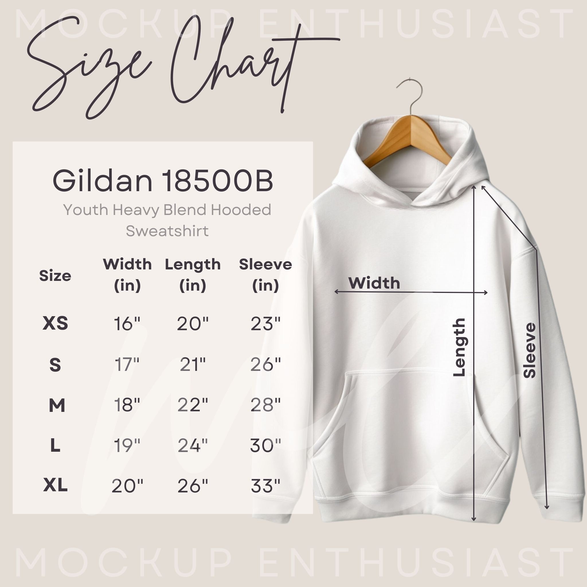 Gildan 18500B Size Chart Gildan Hoodie Size Chart 18500B Gildan Size ...