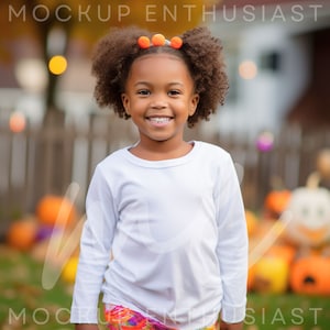 Rabbit Skins 3302 Mockup Rabbit Skins 3302 White Mockup White Long Sleeve Toddler T-shirt Autumn Halloween Season African American Mock up
