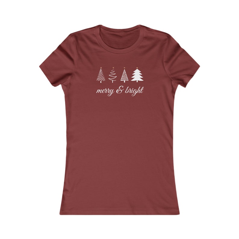 COMIZI Women's Christmas Shirt – Merry And Bright Letter Print Tee, Holiday Graphic Top, S-2XL