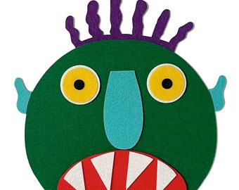 Green Monster - Felt Learning Toy Set, 12 Piece Set for Kids, Speech Therapy, Storytelling Interactive, Halloween Story