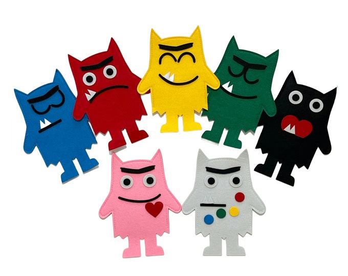 Felt Board Monster Puppets – Color Story Educational Toy, 7-Piece Set