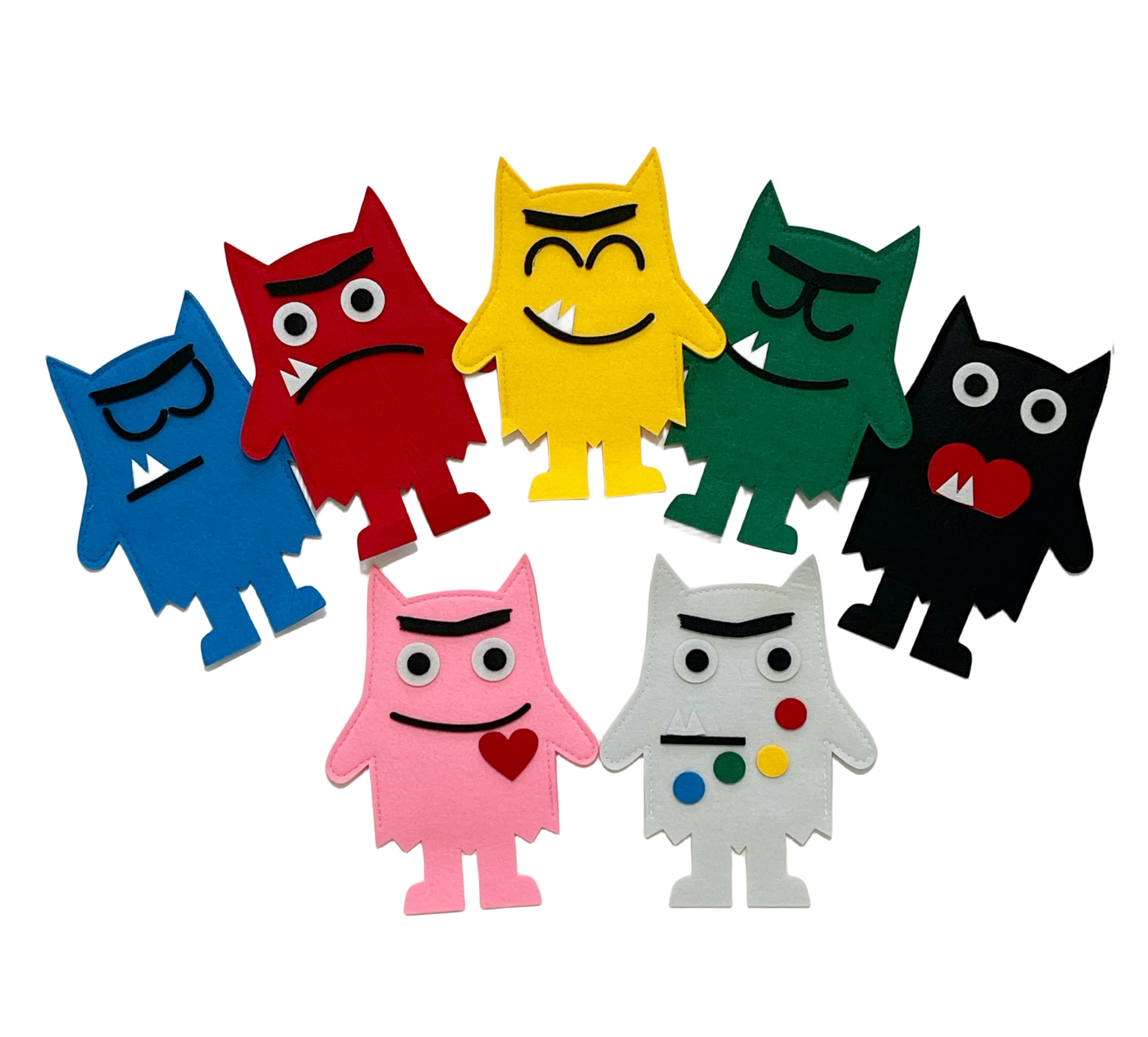 Interactive Felt Board Story and Puppet Set - Monsters Color Story - Educational Toy for Kids EQ, 7 Piece Set