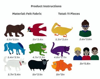 Interactive Felt Board Story - Brown Bear and Friends - Educational Toy for Kids 11 Piece Set