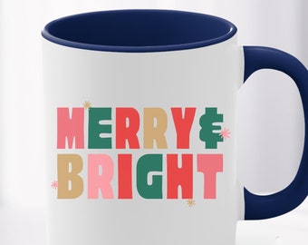 Taza de Navidad feliz y brillante, tazas de Navidad, taza de vacaciones, taza de Navidad divertida, regalo de Navidad, regalo para ella, regalo para él, taza de cupcake lindo