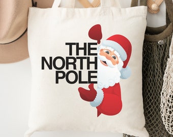 The North Pole Christmas Gift Bag, Cute Canvas Gift Bag, Christmas Party Bag, Holiday Gift, Santa Gift Bag, Christmas Gift, Funny Gift Bag