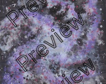 Nebula Dreamscape: Abstract Cosmic Galaxy Digital Print | Purple & Black Space Art | Instant Download