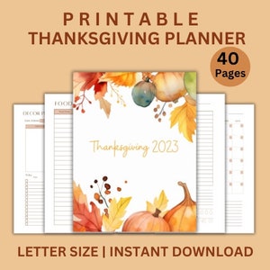 PRINTABLE THANKSGIVING PLANNER | 40 Page Printable Planner | Holiday Planning | Printable Holiday Planner | Thanksgiving | Christmas Planner