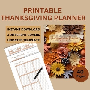 PRINTABLE THANKSGIVING PLANNER | 40 Page Printable Planner | Holiday Planning | Printable Holiday Planner | Thanksgiving | Christmas Planner
